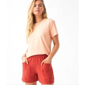 Faherty Lighthouse Red Linen Pull On Shorts Size Small
